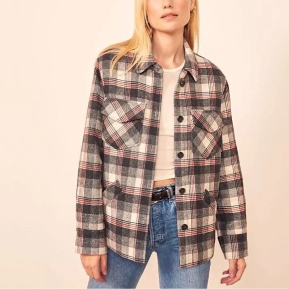 Reformation Woodside Plaid Shacket Jacket - Picture 2 of 15